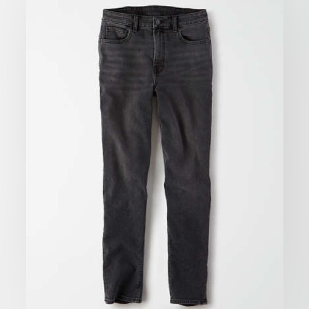🆕 EUC AEO Highest Rise 90s Boyfriend black distressed jeans size 8